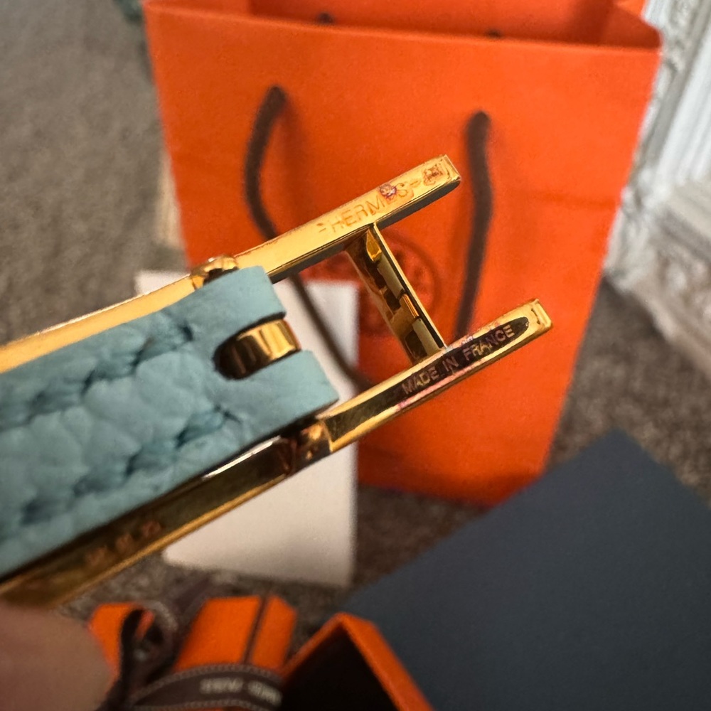 Hermes Light Blue Double Tour Bracelet with Gold H Buckle - Picture 7 of 10